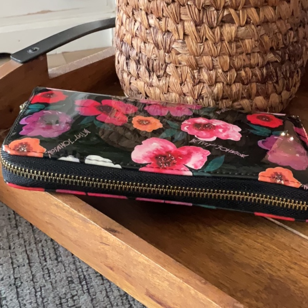 Betsey Johnson Black Wallet with Vibrant Floral Design - Picture 3 of 6